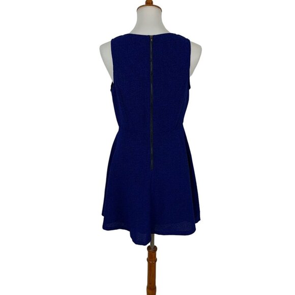 Skies Are Blue Royal Blue Sleeveless Fit And Flare Textured Dress MP Chic - Picture 5 of 7